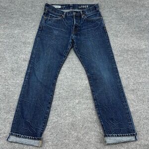 Gap‎ 1969 Jeans Mens 30x30 (Fits 32x30) Selvedge Denim Straight Dark Honeycomb